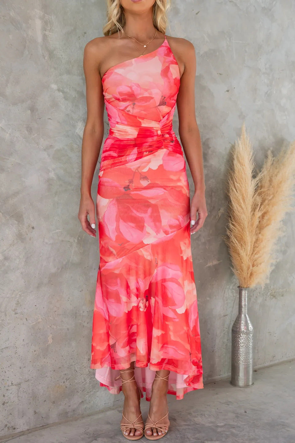 Purple floral one-shoulder dress by THE WHITMORE FAMILY featuring a stylish design and elegant fit.