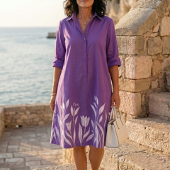 Purple Galatea Evening Garden Walk Dress by THE WHITMORE FAMILY, flowing fabric and elegant design perfect for evening wear