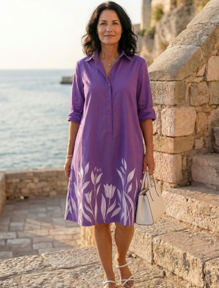 Purple Galatea Evening Garden Walk Dress by THE WHITMORE FAMILY, flowing fabric and elegant design perfect for evening wear
