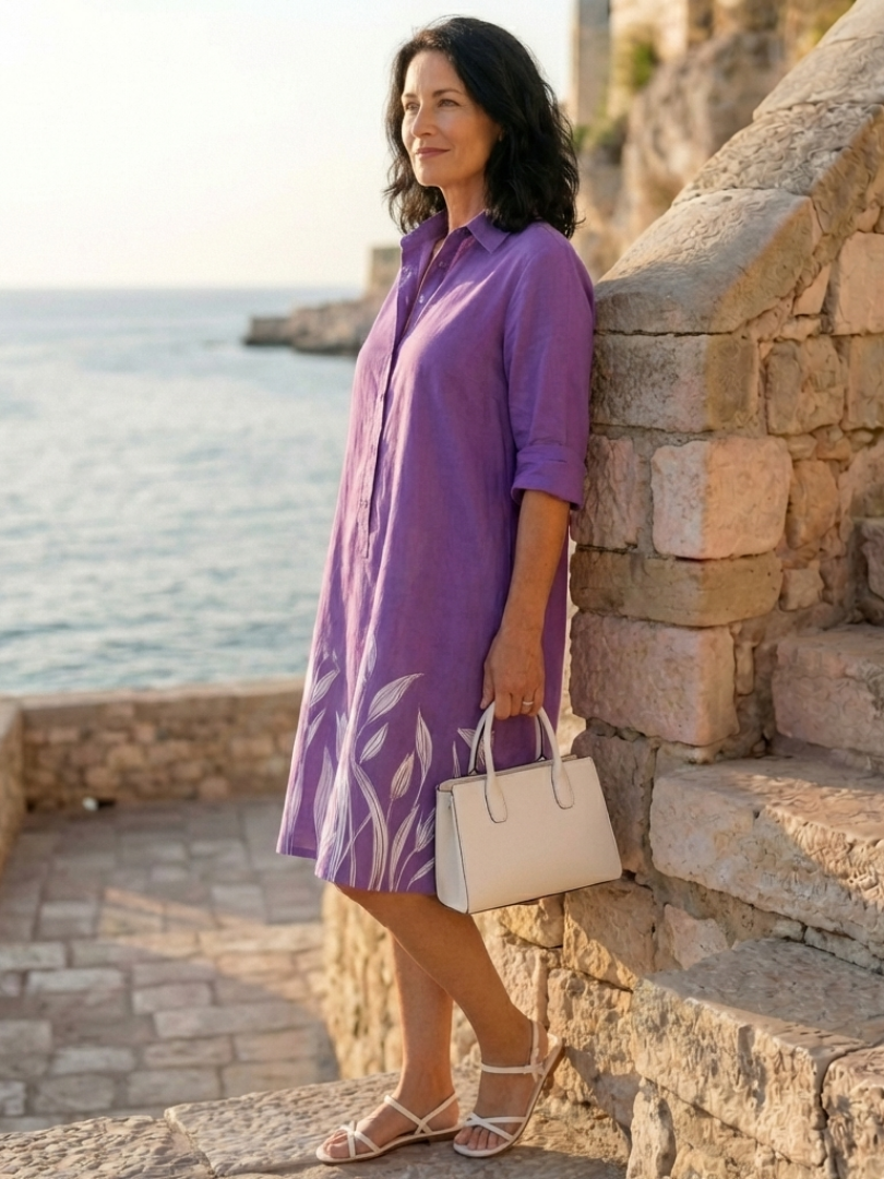 Purple Galatea Evening Garden Walk Dress by THE WHITMORE FAMILY, featuring a flowing fabric and elegant design for formal occasions.