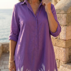 Purple Galatea Evening Garden Walk Dress by THE WHITMORE FAMILY, featuring elegant floral design and flowing fabric.