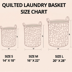 Quilted laundry basket by THE WHITMORE FAMILY, soft fabric with quilted pattern and sturdy handles for easy carrying.