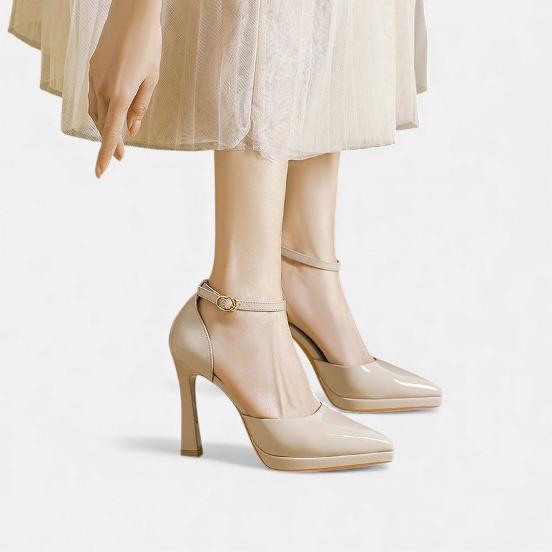 Red leather Evette heels by THE WHITMORE FAMILY, featuring sleek pointed toes and elegant stiletto heels.