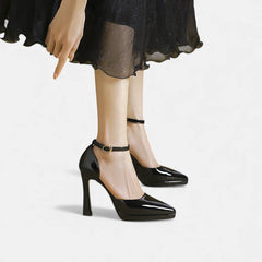 Red leather Evette heels by THE WHITMORE FAMILY featuring sleek pointed toes and elegant stiletto heels.