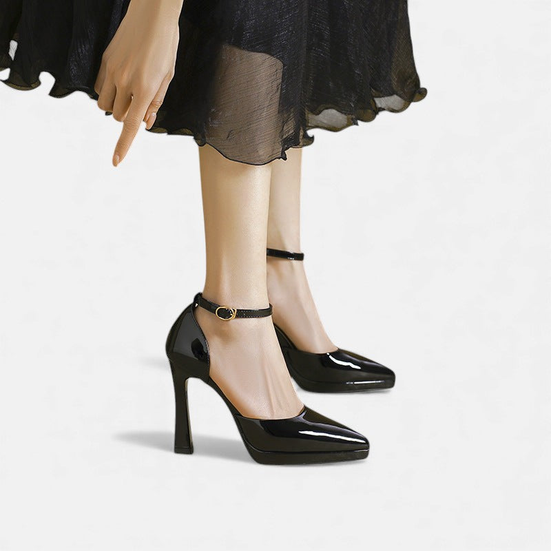 Red leather Evette heels by THE WHITMORE FAMILY featuring sleek pointed toes and elegant stiletto heels.
