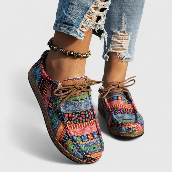 Red Nychelle orthopedic shoes by THE WHITMORE FAMILY featuring supportive design and comfortable fit.