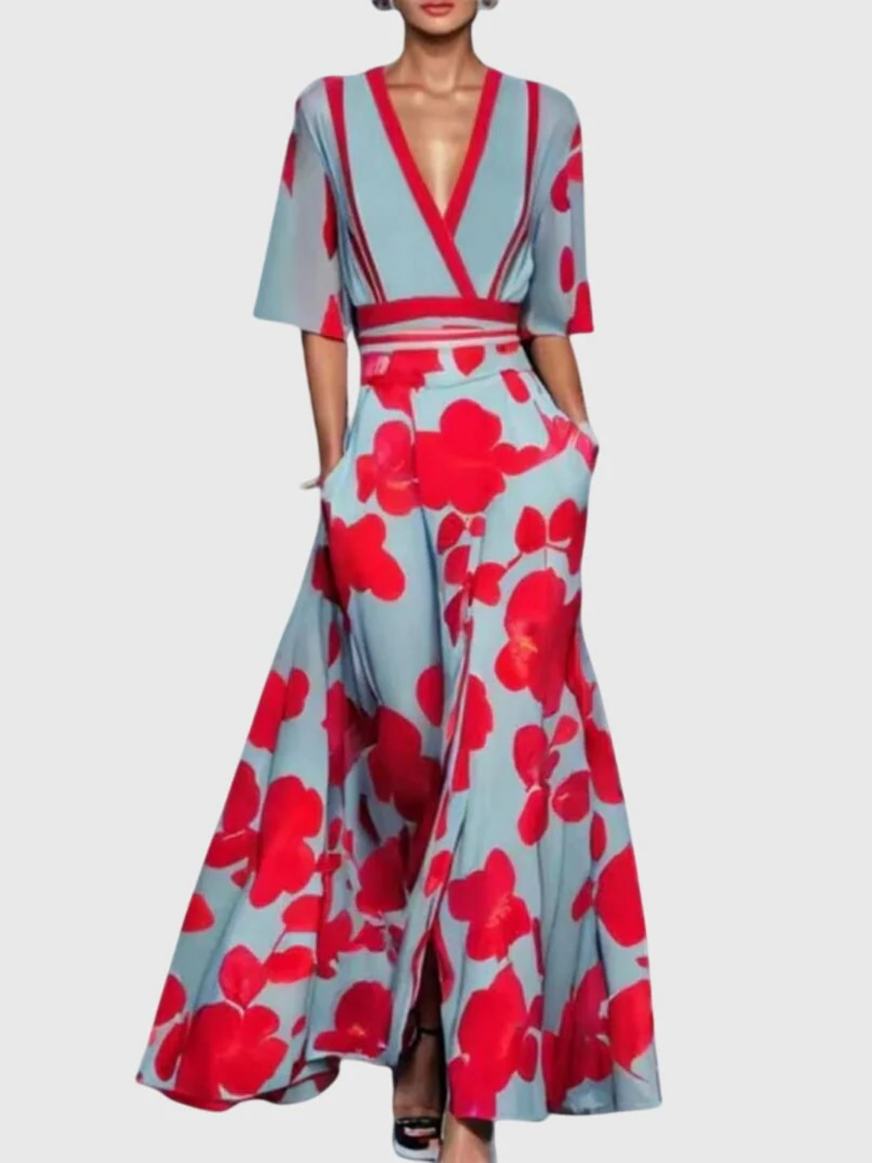Elegant spring dress by THE WHITMORE FAMILY, featuring a red Candice dress with a flattering fit and floral details.