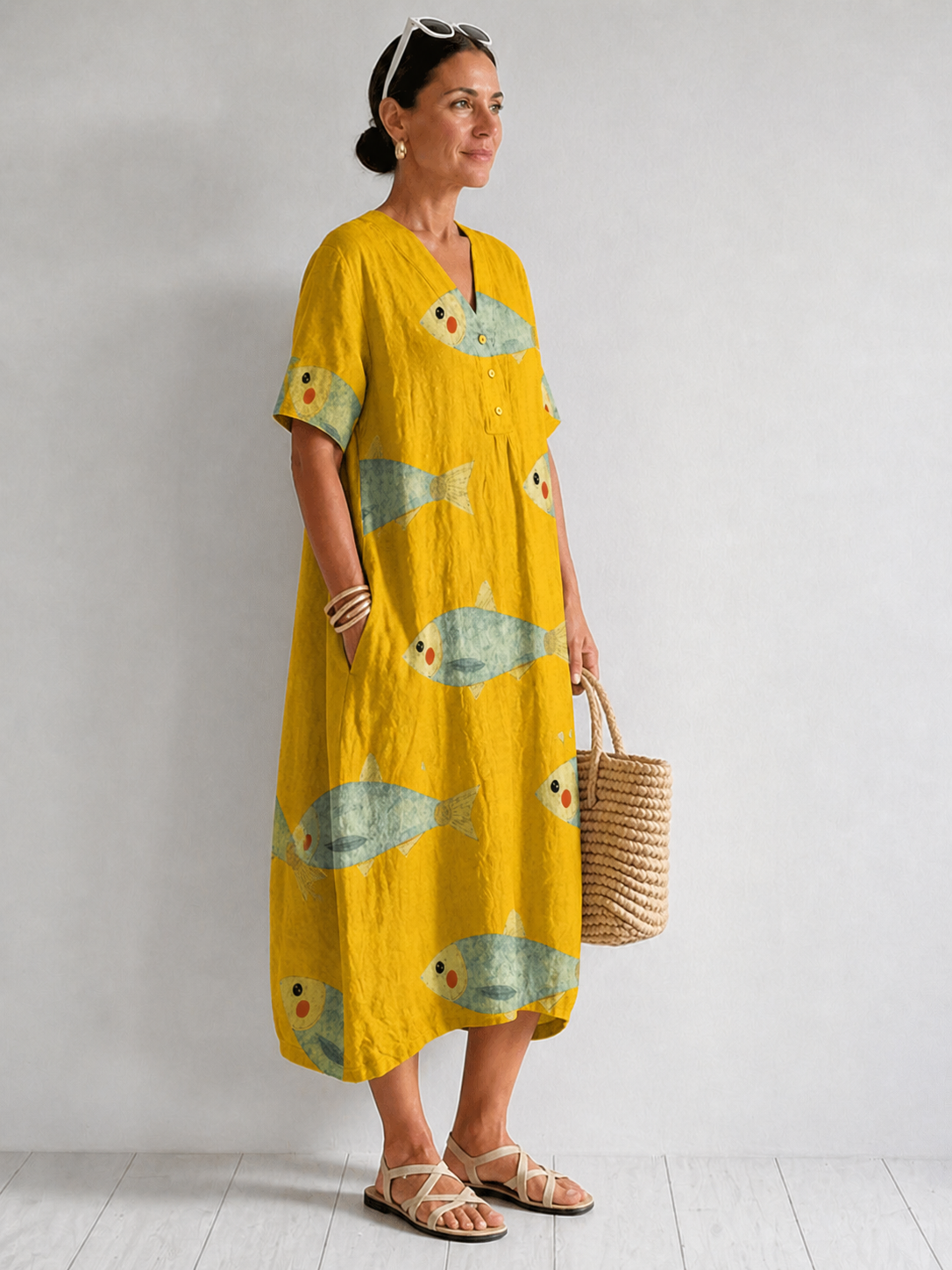 Agnes cotton dress by THE WHITMORE FAMILY featuring artistic floral patterns and a relaxed, comfortable fit.