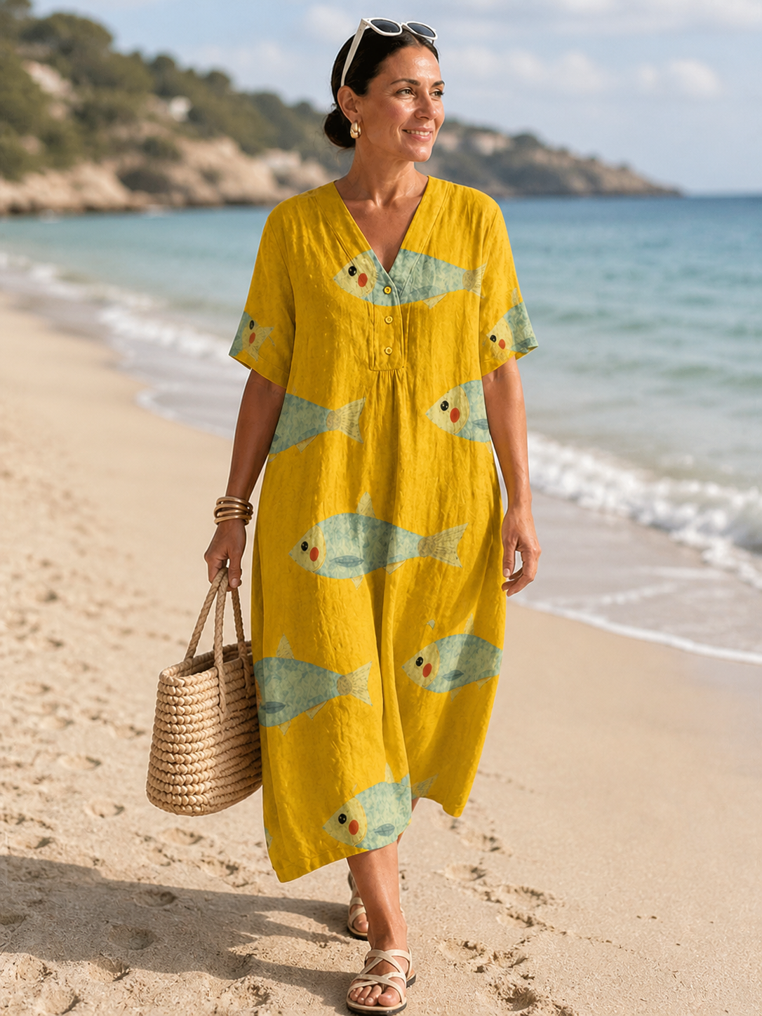 Elegant cotton dress by THE WHITMORE FAMILY named Agnes, featuring artistic-inspired patterns and a comfortable fit.