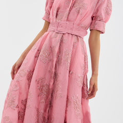 Anabella dress with short puff sleeves by THE WHITMORE FAMILY, featuring a stylish, feminine design for young girls.