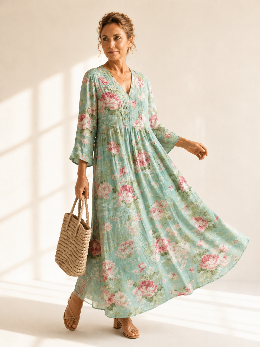 Anne printed summer dress by THE WHITMORE FAMILY, featuring a colorful floral pattern and lightweight fabric, perfect for warm weather.