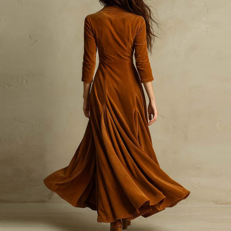 Mirella flowing velvet maxi dress by THE WHITMORE FAMILY, elegant full-length dress in rich velvet fabric with a flowing silhouette.