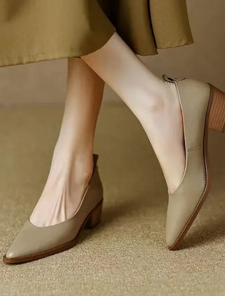 Beige Helen Classic Chic Pumps by THE WHITMORE FAMILY, stylish sandal with a sleek design and comfortable fit.