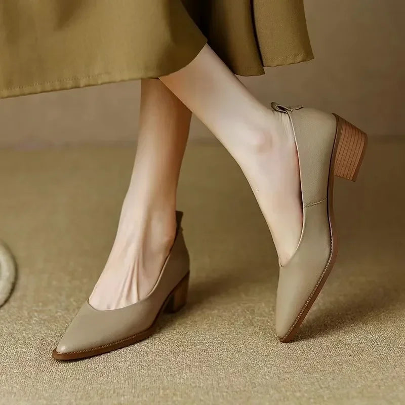 Beige Helen Classic Chic Pumps by THE WHITMORE FAMILY, stylish sandal with a sleek design and comfortable fit.