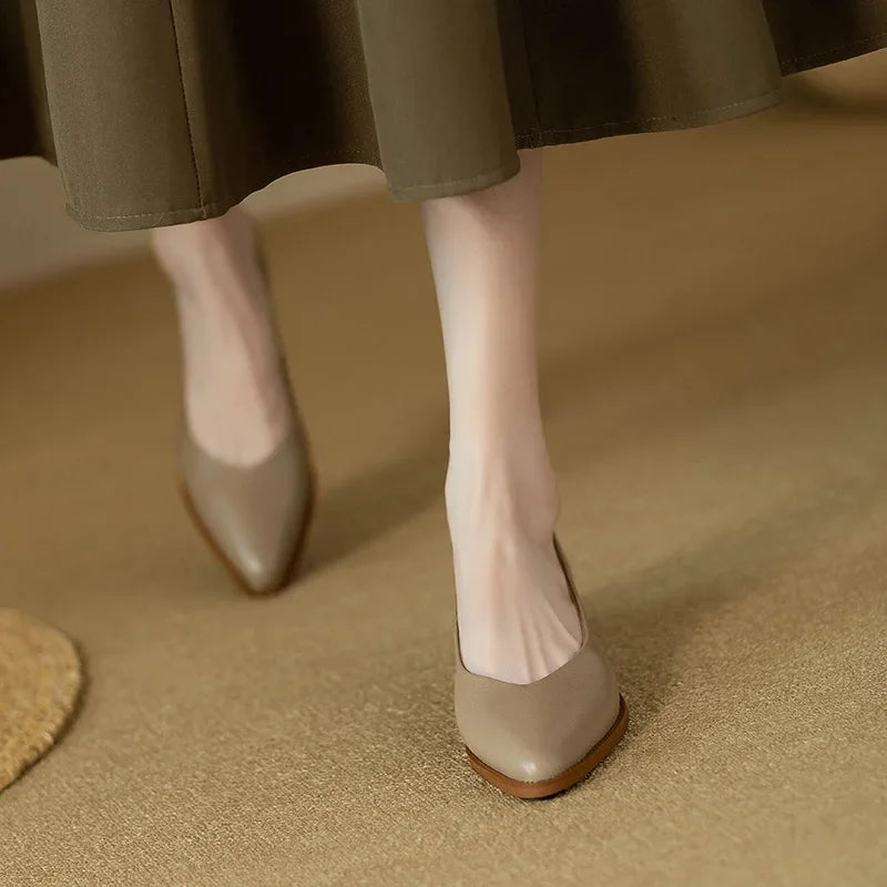 Beige Helen Classic Chic Pumps by THE WHITMORE FAMILY, stylish sandal with elegant design and comfortable fit.
