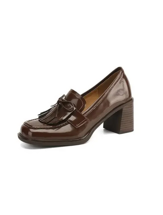 Black Dorothy loafer pumps by THE WHITMORE FAMILY, stylish sandal design with comfortable slip-on fit and classic silhouette.
