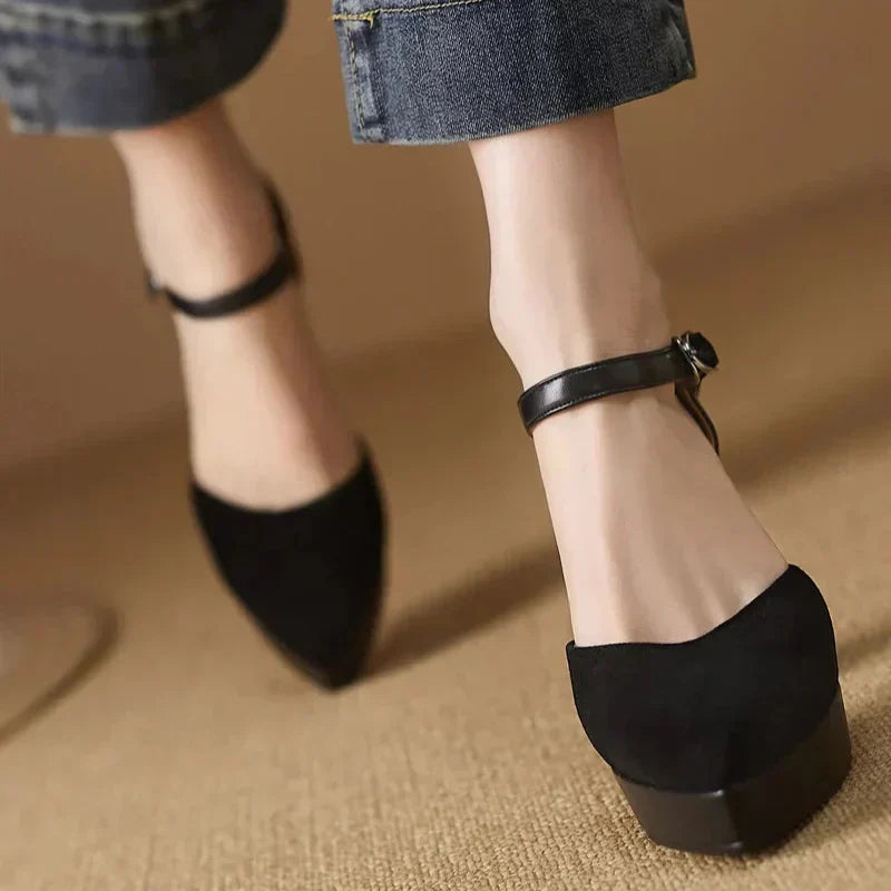 Brown Celeste Mary Jane heels by THE WHITMORE FAMILY featuring elegant design and classic strap details.
