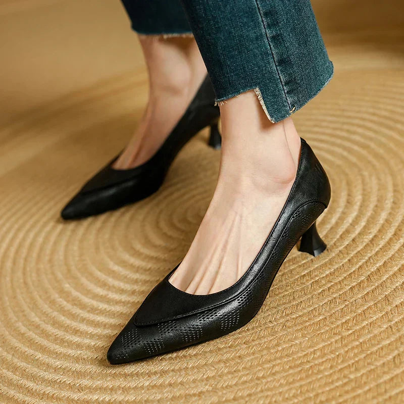 Brown Fiona elegant pumps by THE WHITMORE FAMILY featuring sleek sandal design and stylish heel for sophisticated look