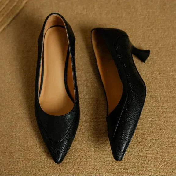 Brown Fiona elegant pumps by THE WHITMORE FAMILY featuring a stylish sandal design and pointed toe.