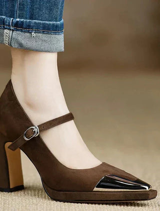 Brown Mora Elegant Pumps sandal by THE WHITMORE FAMILY, stylish and comfortable footwear with a sleek design.