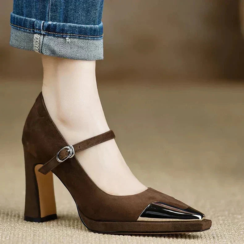 Brown Mora Elegant Pumps sandal by THE WHITMORE FAMILY, stylish and comfortable footwear with a sleek design.