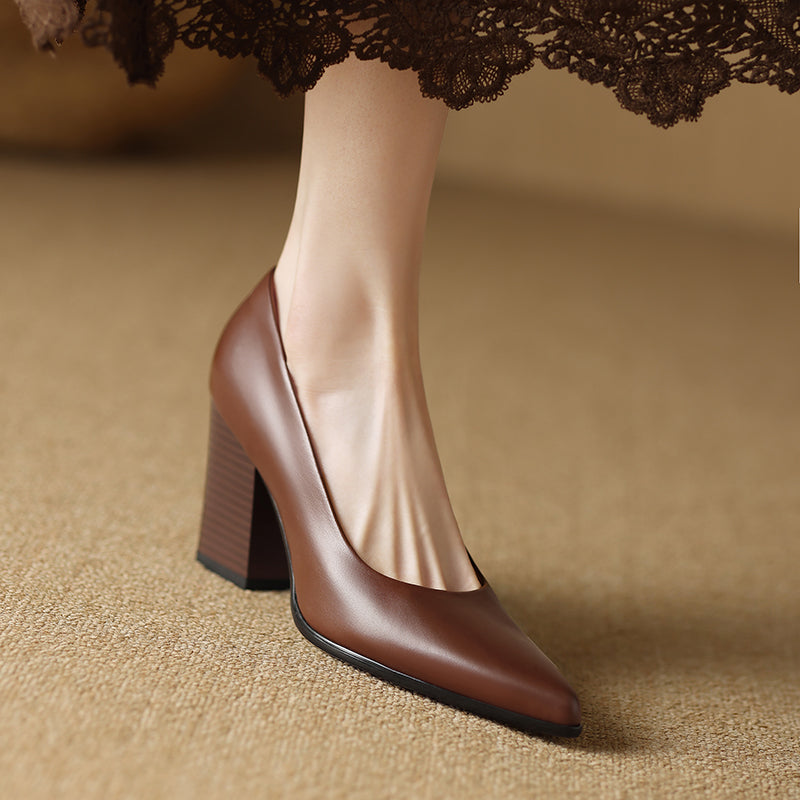 Brown Verona Elegant Pumps by THE WHITMORE FAMILY, stylish women's sandal with a sleek design and comfortable fit.