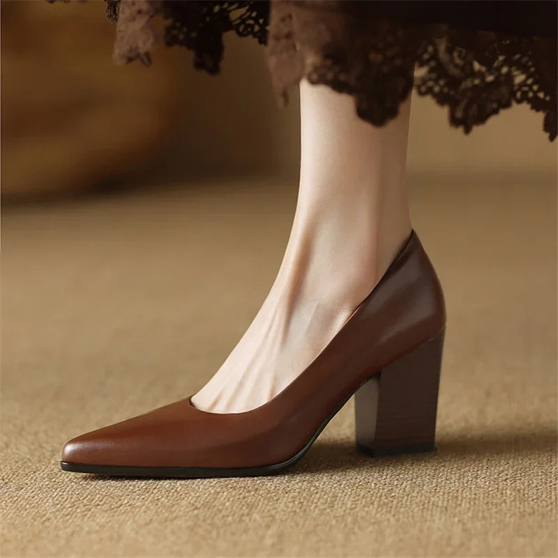 Brown Verona Elegant Pumps sandal by THE WHITMORE FAMILY featuring sleek design and comfortable heel for stylish wear.