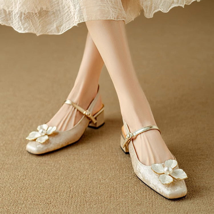 Green Diana Genine slingback pumps by THE WHITMORE FAMILY, stylish sandal with a sleek design and comfortable fit.