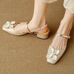 Green Diana Genine slingback pumps by THE WHITMORE FAMILY, stylish sandal with a sleek strap and comfortable design.