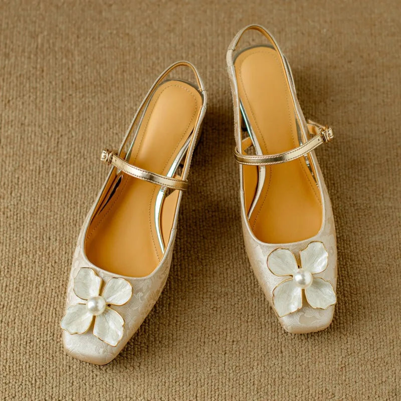 Green Diana Genine slingback pumps by THE WHITMORE FAMILY, stylish sandal with comfortable heel and elegant design.