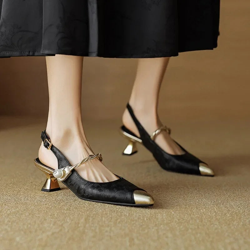 Green Karen elegant pumps by THE WHITMORE FAMILY, stylish women's sandal with a refined design and comfortable fit.
