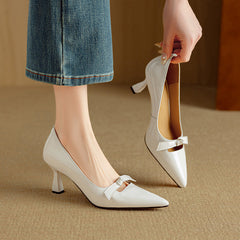 Pink leather sandal from THE WHITMORE FAMILY, Elayna Elegant Leather Pumps with sleek design and comfortable fit.