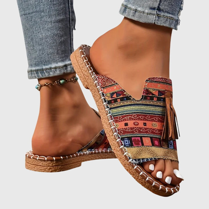 Lorraine™ orthopedic sandals by THE WHITMORE FAMILY, stylish open-toe sandals with supportive footbed and adjustable straps.