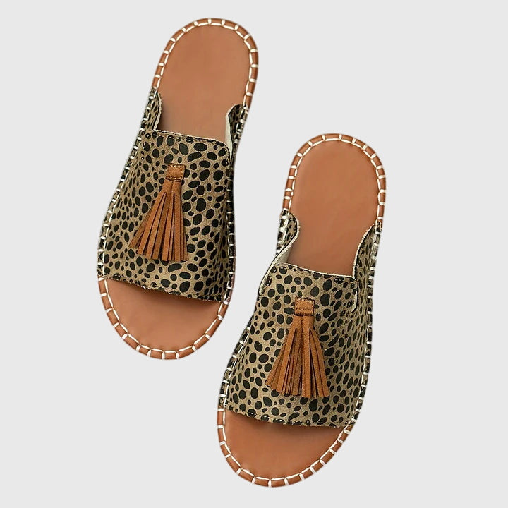 Lorraine™ orthopedic sandals by THE WHITMORE FAMILY featuring supportive design and casual style in tan leather.