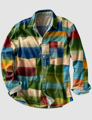 Leonard™ Classic Colorblock Shirt by THE WHITMORE FAMILY featuring a stylish colorblock design in Sierra Sunset colors.