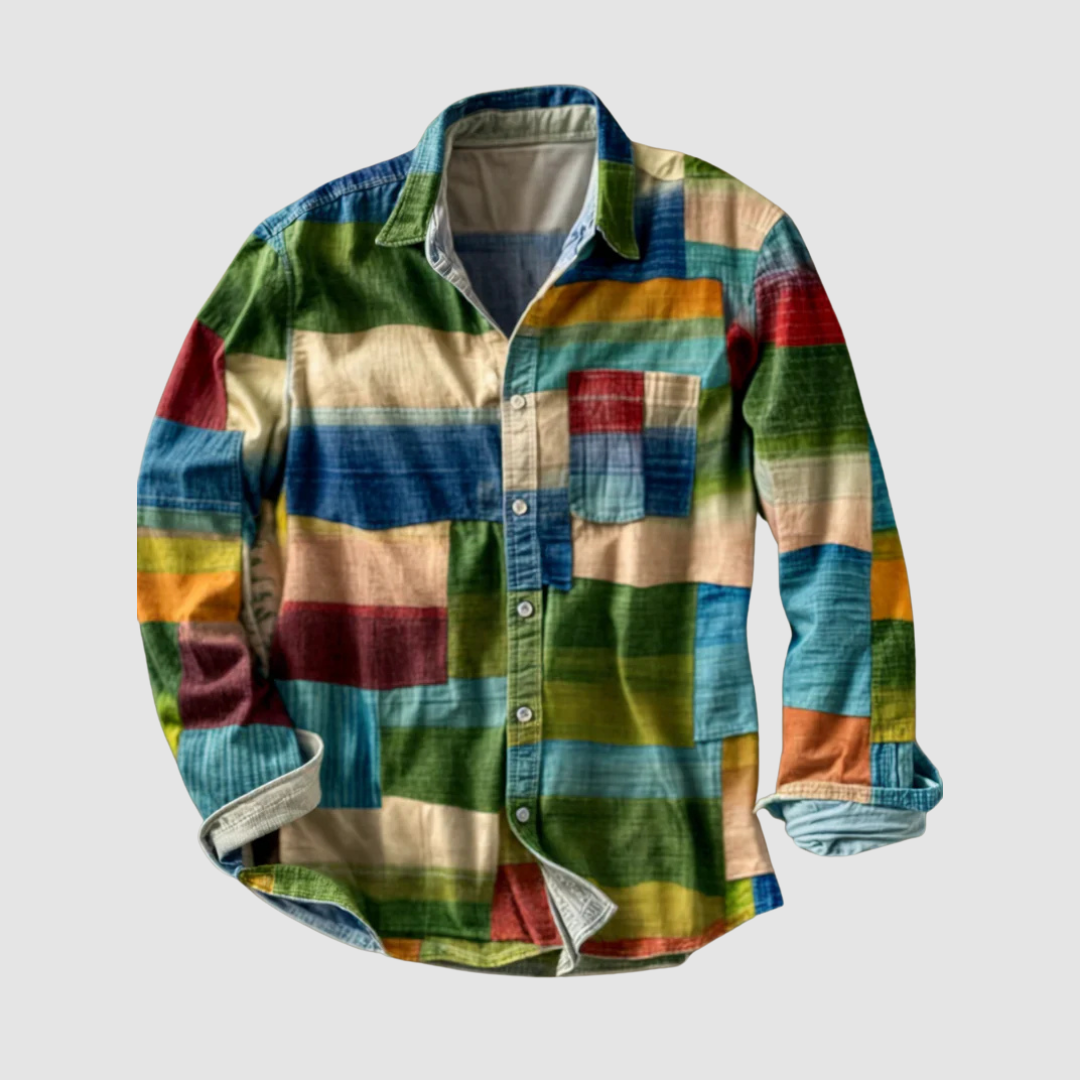 Leonard™ Classic Colorblock Shirt by THE WHITMORE FAMILY featuring a stylish colorblock design in Sierra Sunset colors.