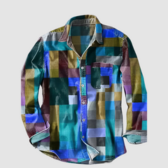Leonard™ Classic Colorblock Shirt by THE WHITMORE FAMILY featuring a stylish sunset colorblock design and casual fit.