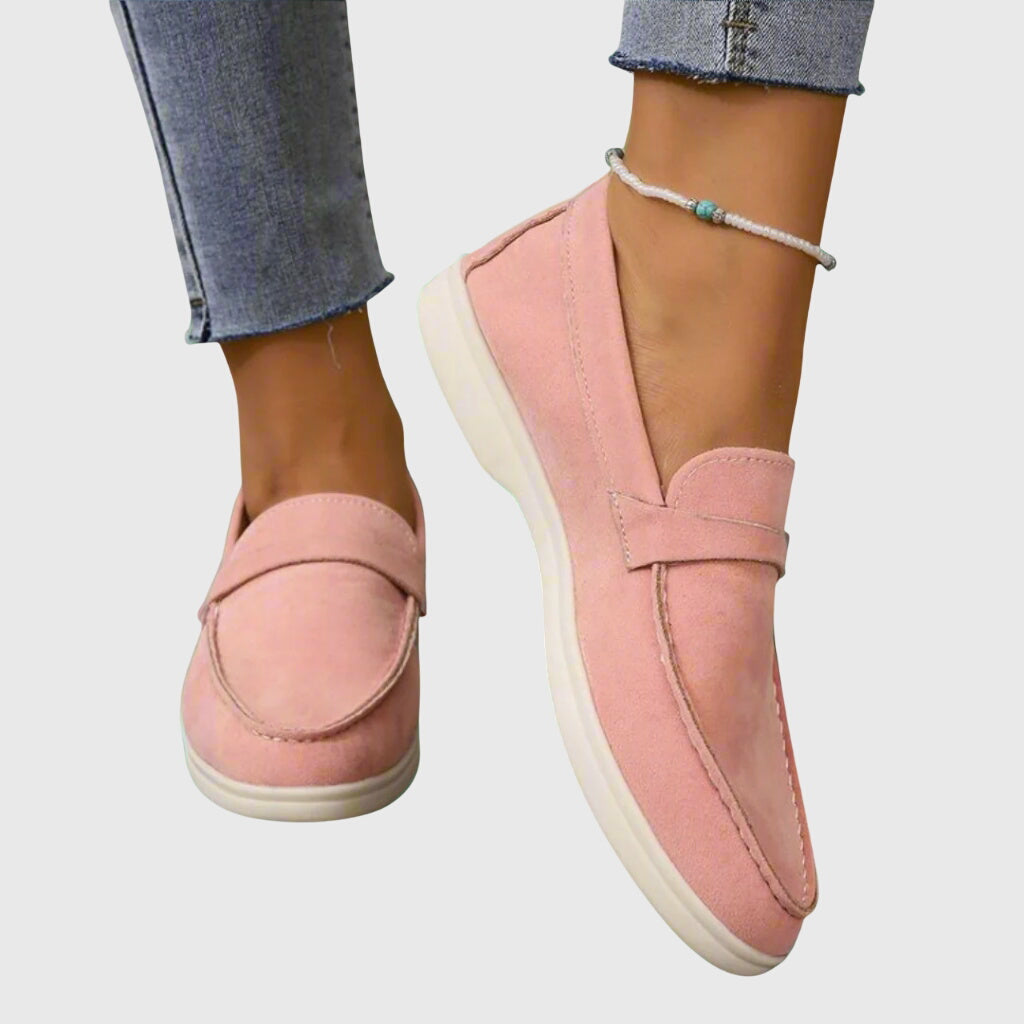 Camel Molly orthopedic loafers for women by THE WHITMORE FAMILY, stylish and supportive shoes with a comfortable slip-on design.