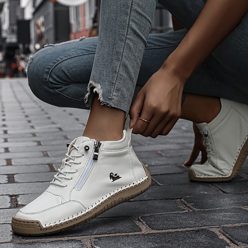 Dark green Mathilde™ ergonomic support sneakers by THE WHITMORE FAMILY, showcasing comfortable shoe design and supportive features.