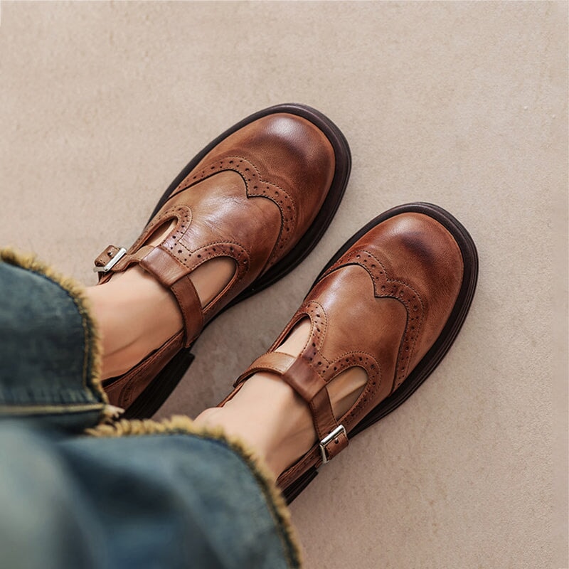 Brown Matea Elegant Mary Janes by THE WHITMORE FAMILY, stylish shoes with classic design and comfortable fit.