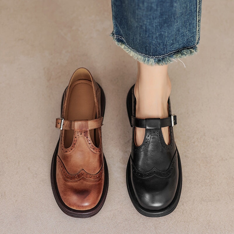 Brown Matea Elegant Mary Janes by THE WHITMORE FAMILY, stylish shoes with a classic design and comfortable fit.