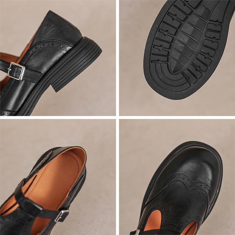 Brown Matea Elegant Mary Janes shoes by THE WHITMORE FAMILY, showcasing classic style and comfortable design.