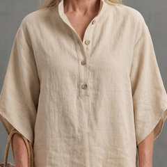 Sky blue Amity Button Front Relaxed Tunic and Trouser Set by THE WHITMORE FAMILY, casual and comfortable outfit for women.