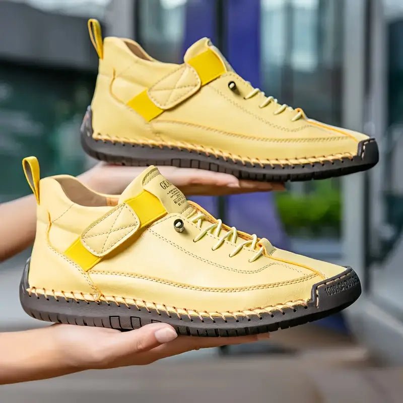 Yellow Jade™ ergonomic support sneakers by THE WHITMORE FAMILY, showcasing cushioned sneakers with supportive design.