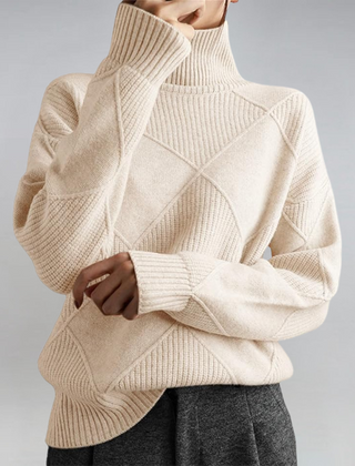 Lauren™ Luxe Turtleneck Sweater by THE WHITMORE FAMILY, soft knit fabric in a classic turtleneck design, shown in a cozy, stylish fit.