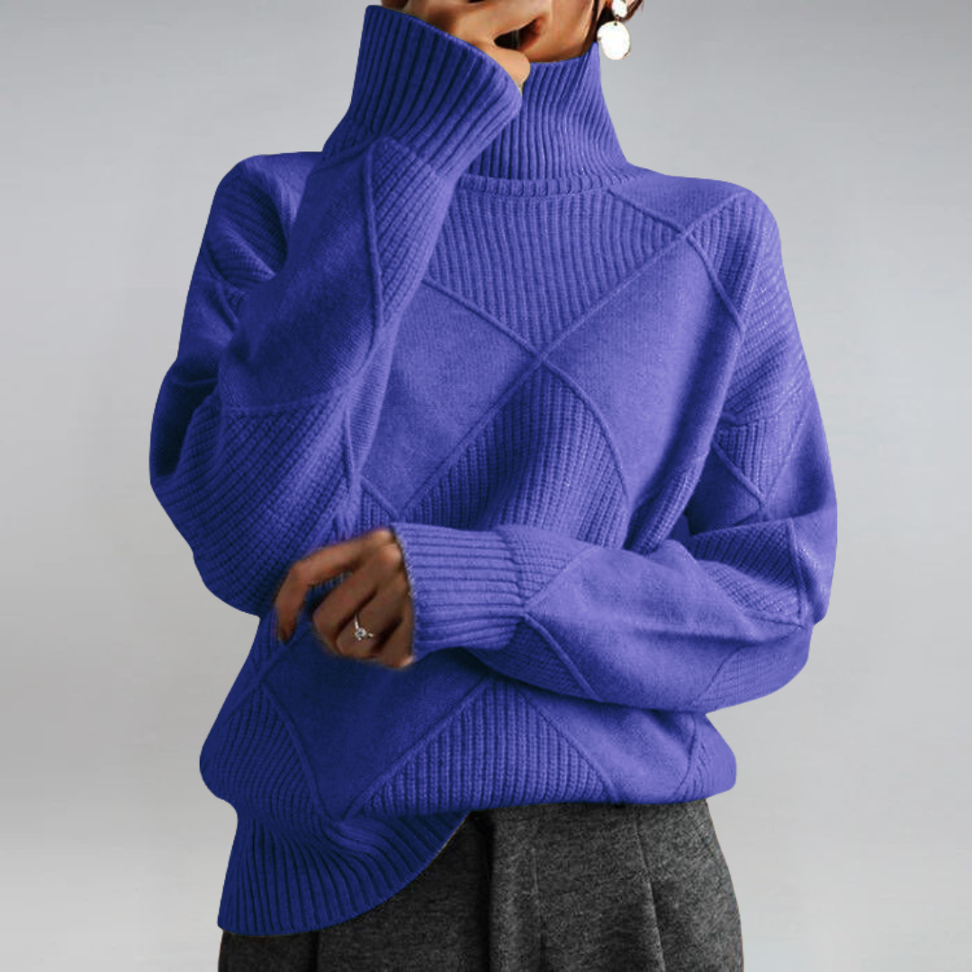 Lauren™ Luxe Turtleneck Sweater by THE WHITMORE FAMILY, soft knit sweater in a cozy fit, shown in a neutral color.