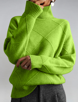 Lauren™ Luxe Turtleneck Sweater by THE WHITMORE FAMILY, shown in a cozy knit with a high neckline and long sleeves.