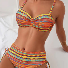 Orange Rose™ two-piece swimsuit with striped print from THE WHITMORE FAMILY, featuring a stylish and comfortable swimwear design.