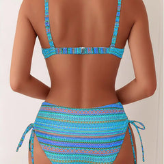 Orange Rose™ two-piece swimsuit with striped print by THE WHITMORE FAMILY, featuring a stylish and vibrant swimwear design.
