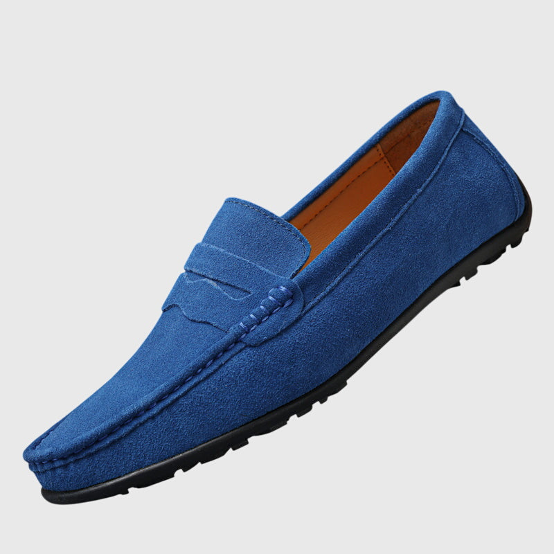 Tan Rosaly orthopedic loafers by THE WHITMORE FAMILY featuring a classic slip-on design and cushioned sole for comfortable wear.
